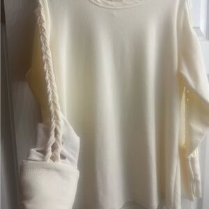 Cream Long Sleeve Top with Braided Strap Detail SIZE S RUNS BIG